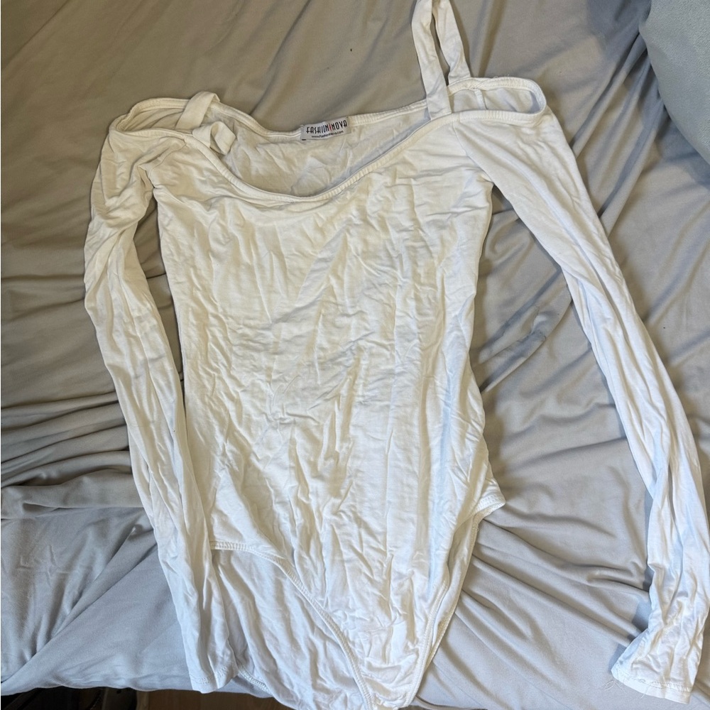 Fashion Nova Off-Shoulder White Bodysuit